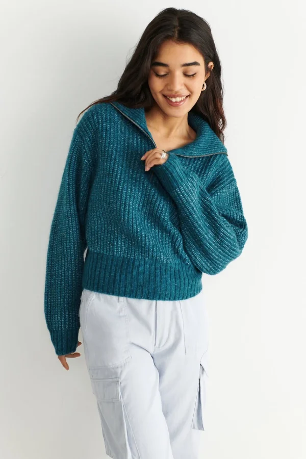Gina Tricot Leslie Knitted Sweater Blue Distributeur Officiel 3