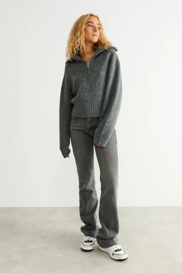 vente en ligne pas cher Gina Tricot Leslie Knitted Sweater Mid Grey Mel 3
