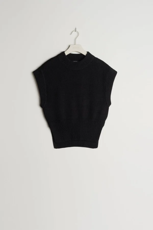 site pas cher Gina Tricot Meg Petite Knitted Vest Black 1