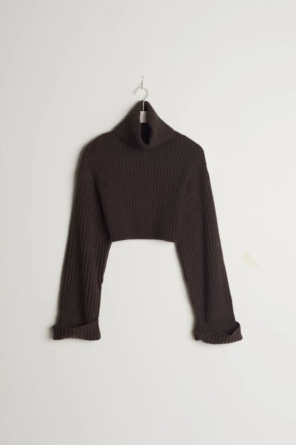 Réductions Gina Tricot River Petite Knitted Sweater Chocolate Plum 1