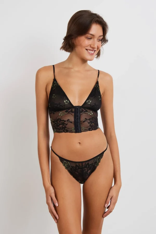 Pas Cher Magasin Soldes Gina Tricot Kate Lace Brief  Black/green 1