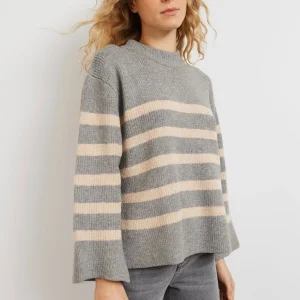 Gina Tricot Alba Knitted Sweater Cream/grey magasin paris 6