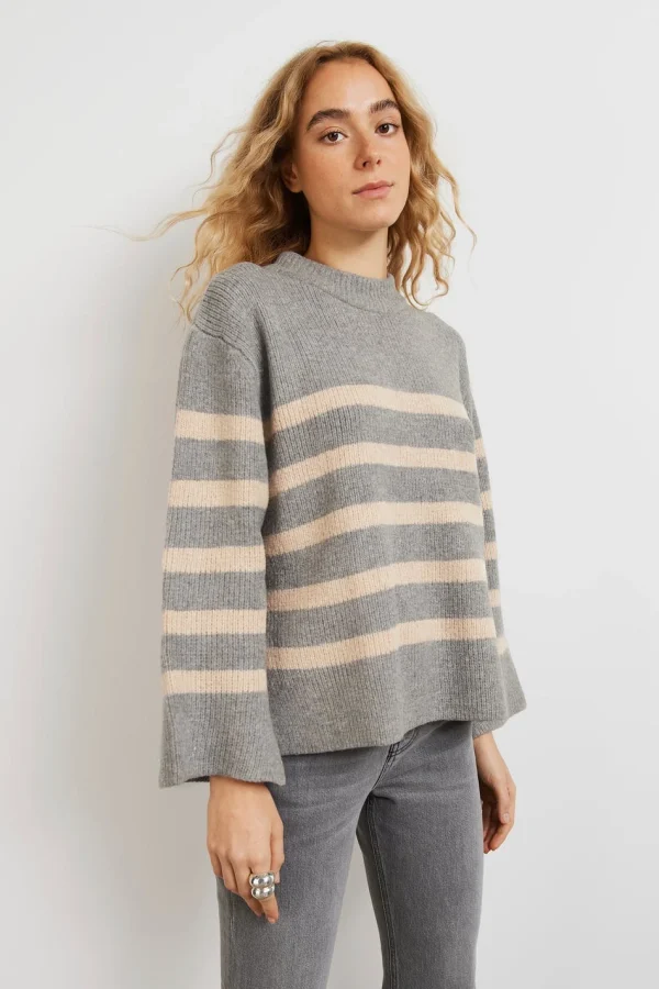 Gina Tricot Alba Knitted Sweater Cream/grey magasin paris 3