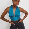 Gina Tricot Cindy Satin Top Briliant Blue pas cher en vente 8