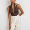 Gina Tricot Cindy Satin Top Coffee Bean boutiqued en ligne 8