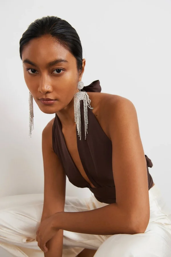 Gina Tricot Cindy Satin Top Coffee Bean boutiqued en ligne 3