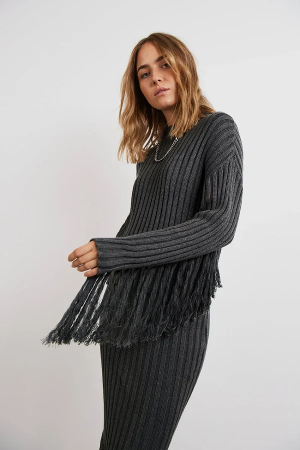 luxe soldes Gina Tricot Tuva Knitted Sweater Dk Grey Melange 1