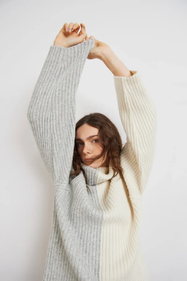 Gina Tricot Fia Knitted Sweater W White/grey magasin paris 1