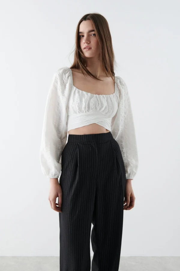exclusivement disponibles Gina Tricot Frida Cropped Top Offwhite 3