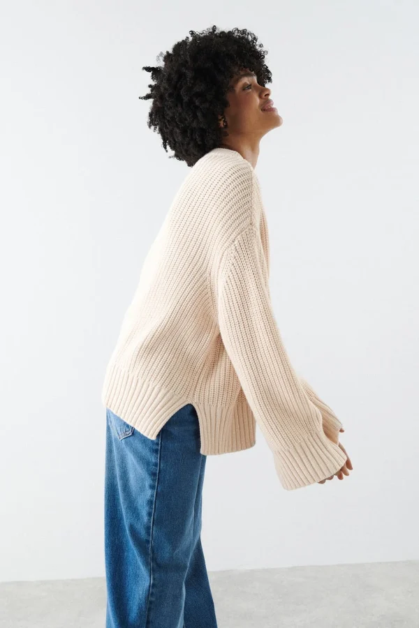 Gina Tricot Alba Knitted Sweater Ecru Nouvelle tendance 1