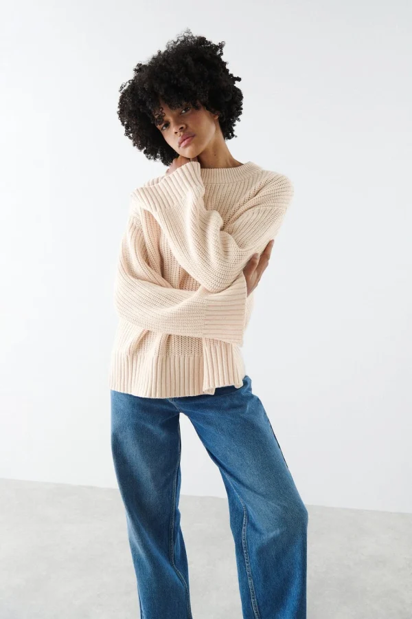 Gina Tricot Alba Knitted Sweater Ecru Nouvelle tendance 3