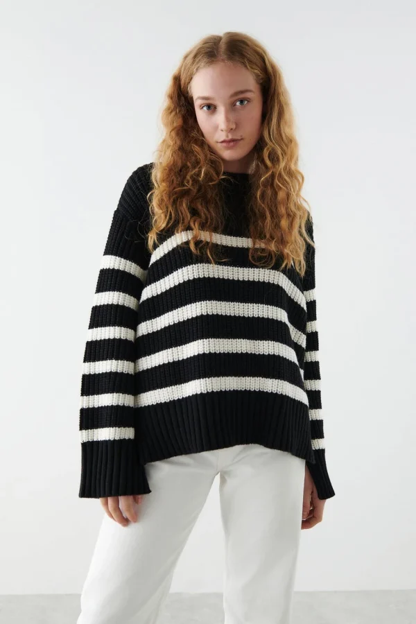 acheter Gina Tricot Alba Knitted Sweater Black/white 1