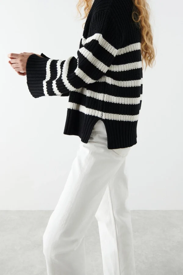 acheter Gina Tricot Alba Knitted Sweater Black/white 3