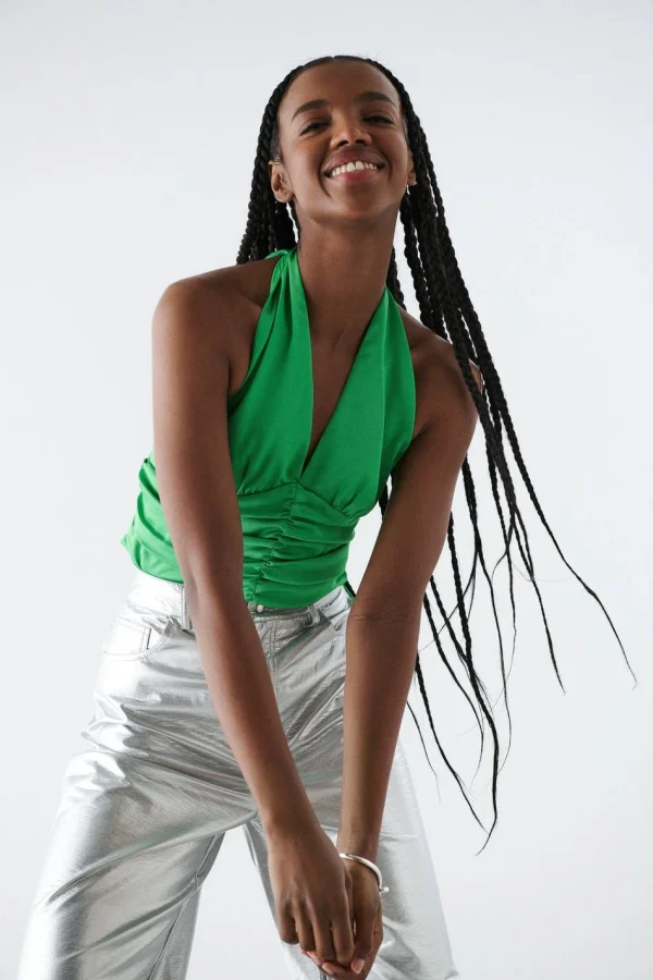Gina Tricot Vendela Top Green ﻿soldes 1