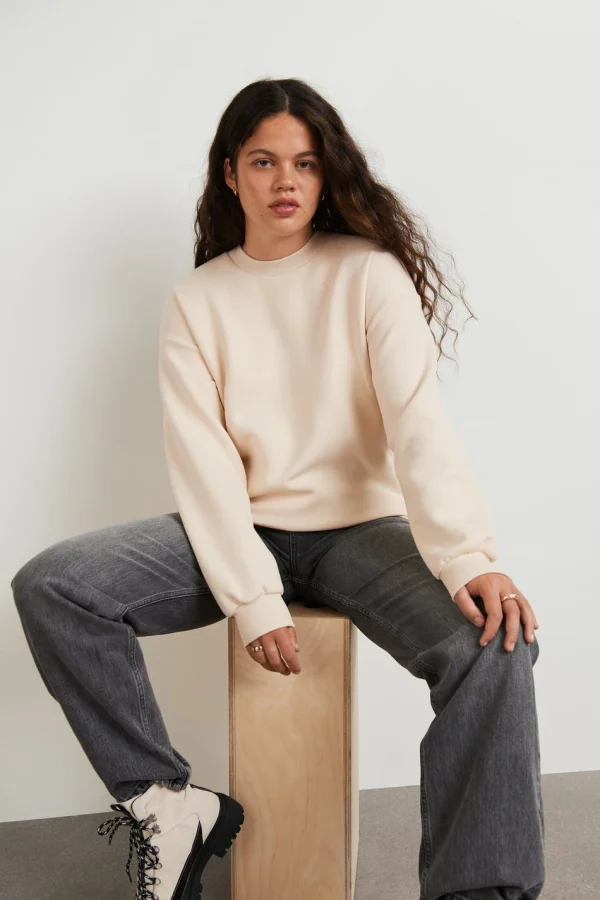 mode Gina Tricot Basic Long Sweatshirt Whitecap Gray 1
