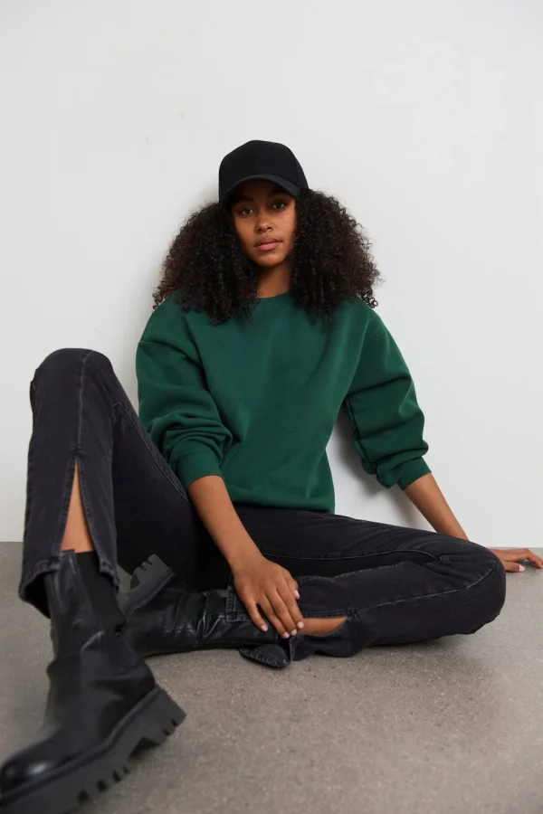 Gina Tricot Basic Long Sweatshirt Trekking Green Achat 1