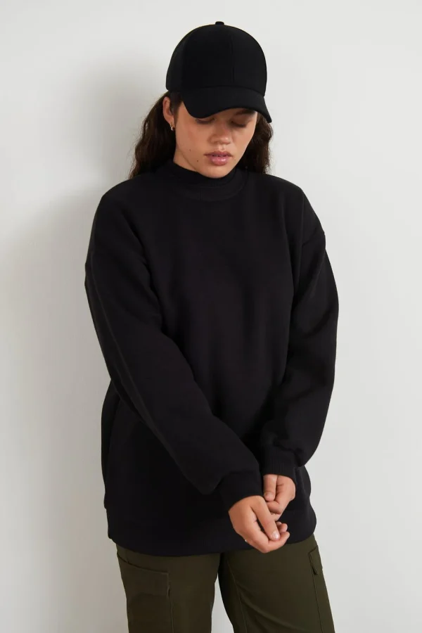 mode Gina Tricot Basic Long Sweatshirt Black 3