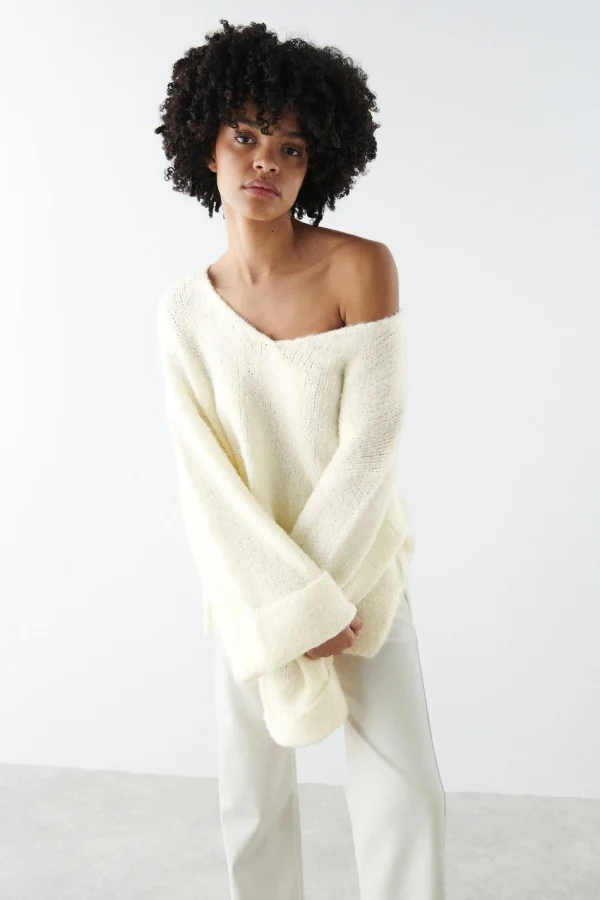 Gina Tricot Sasha Knitted Sweater Warm White en france 3