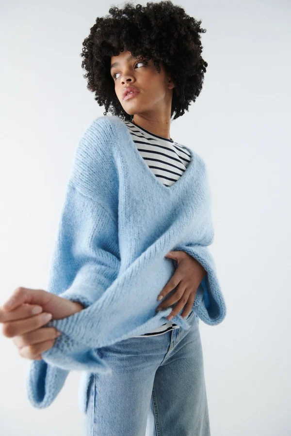 Gina Tricot Sasha Knitted Sweater Cashmere Blue comparez les prix 1