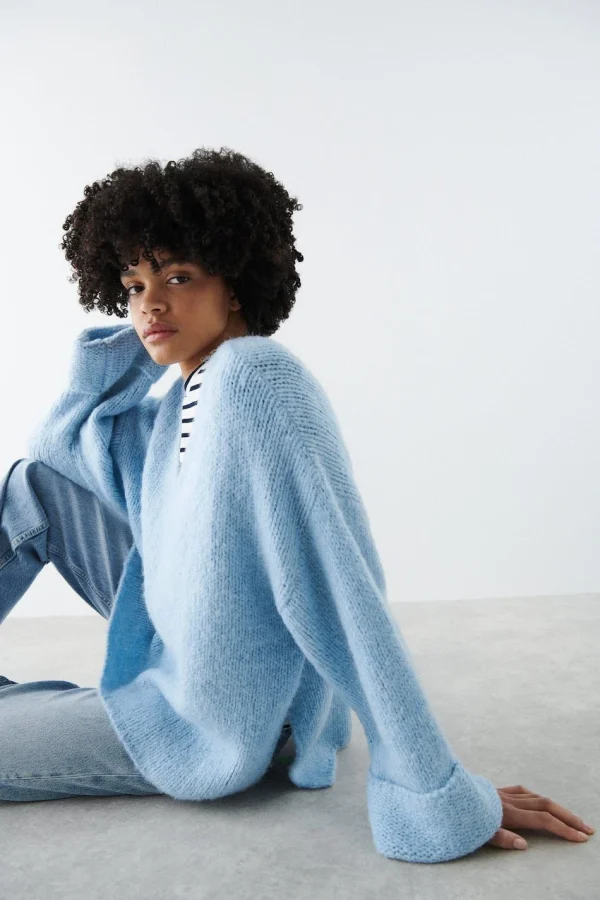 Gina Tricot Sasha Knitted Sweater Cashmere Blue comparez les prix 3