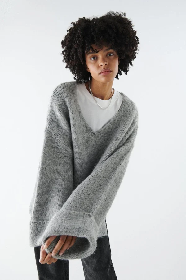 Gina Tricot Sasha Knitted Sweater Mid Grey Mel Prestation Et Rapide 3