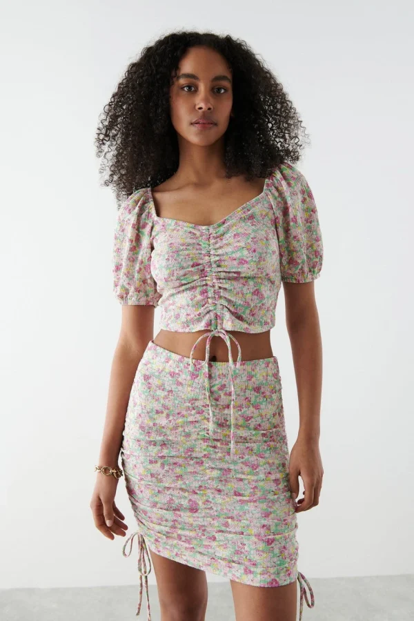 pas cher en ligne Gina Tricot Channa Top Lime Flower 1
