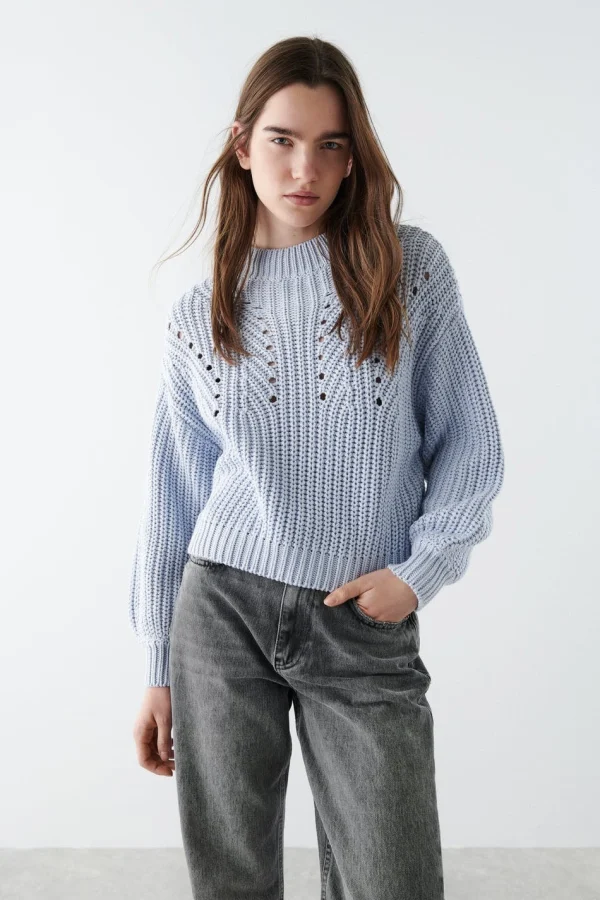 soldes officiel Gina Tricot Agnes Knitted Sweater Xenon Blue 3