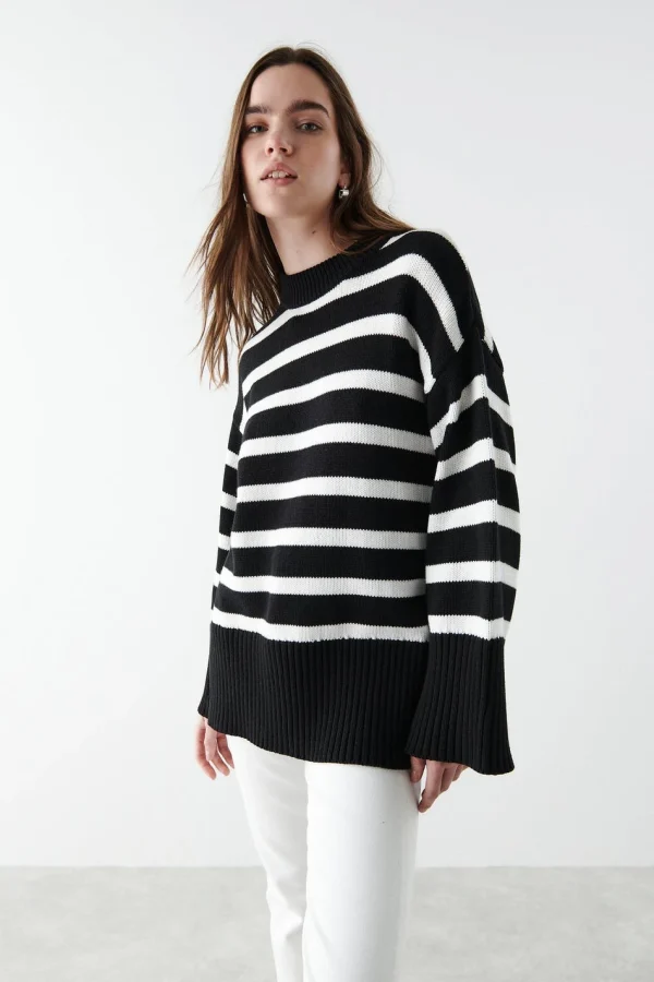 Gina Tricot Ohio Knitted Sweater White/stripe jusqu'à 1