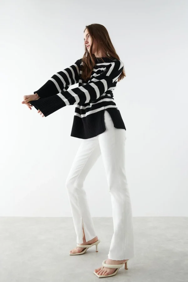Gina Tricot Ohio Knitted Sweater White/stripe jusqu'à 3