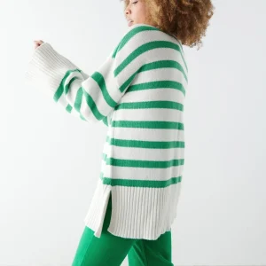 Gina Tricot Ohio Knitted Sweater Green Stripe a Prix Discount 6