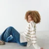 Gina Tricot Ohio Knitted Sweater Beige Stripe outlet soldes 8