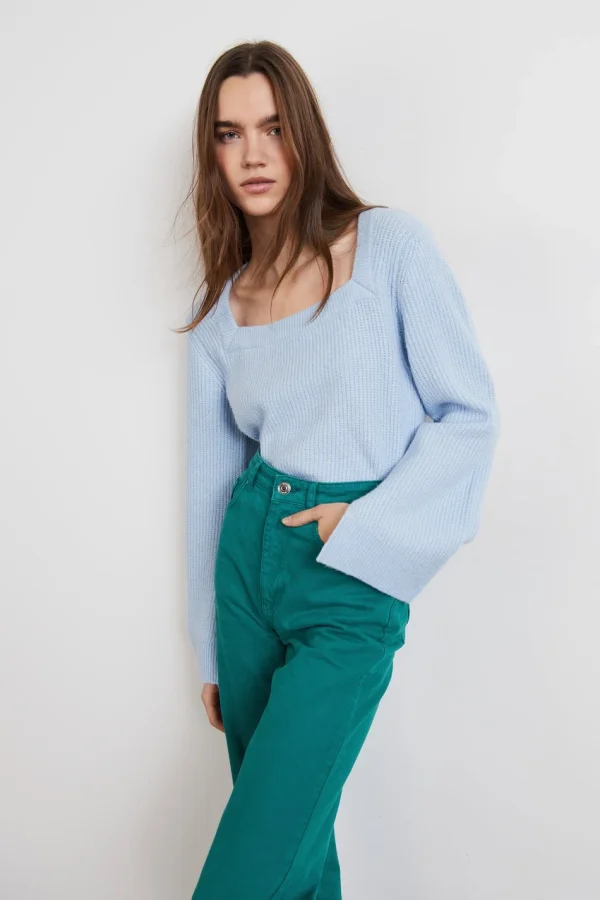 Gina Tricot Darja Knitted Sweater Cashmere Blue Large choix en ligne 3