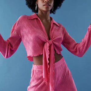 dernière tendance Gina Tricot Zana Pleated Top Carmine Rose 6
