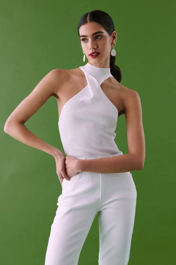 remise en ligne Gina Tricot Twist Knitted Top Offwhite 1