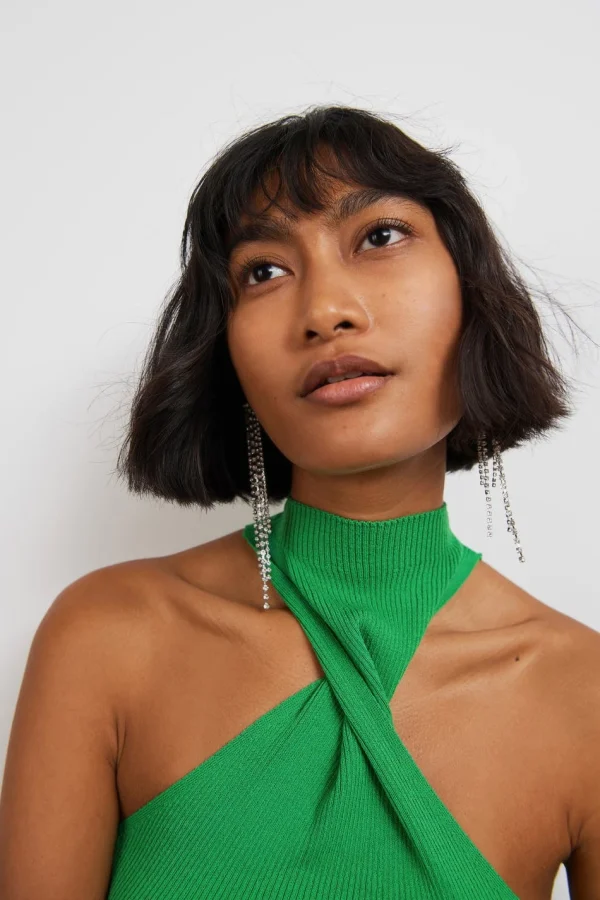 REMISE Gina Tricot Twist Knitted Top Kelly Green 3