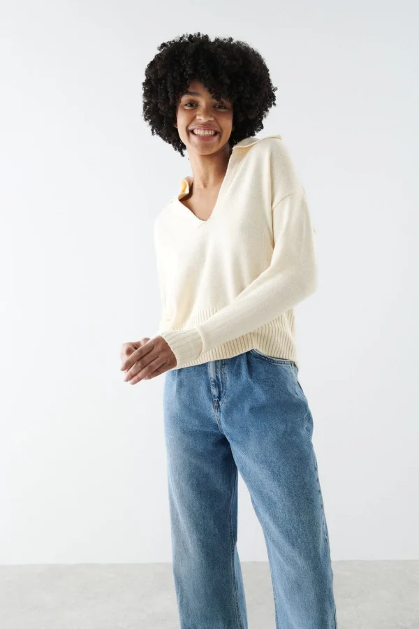 excellents soldes Gina Tricot Hilma Knitted Sweater White Swan 1