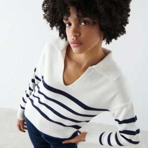 Gina Tricot Hilma Knitted Sweater Blue/stripe soldes de Noël 6