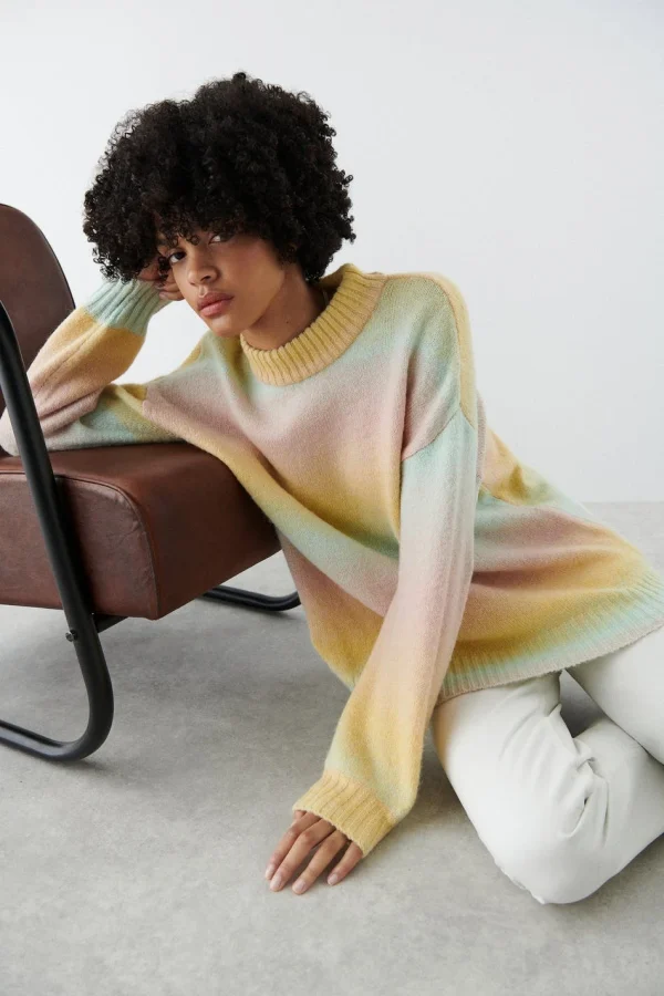 Gina Tricot Marianne Knitted Sweater Multi Pastel officiel 1