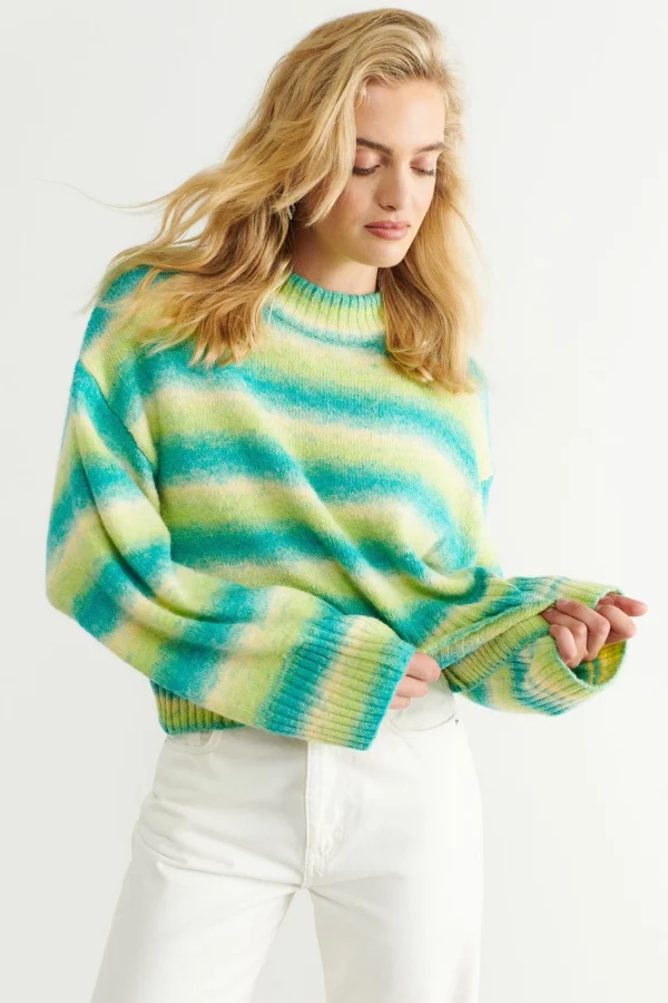 magasin en ligne france Gina Tricot Marion Knitted Sweater Green/blue 3