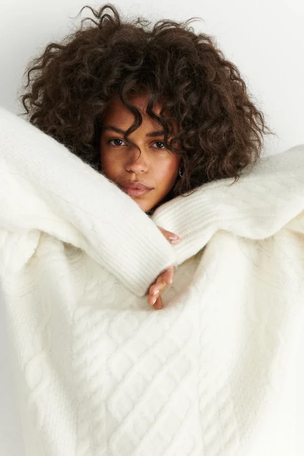 Gina Tricot Marie Knitted Sweater Warm White luxe soldes 3