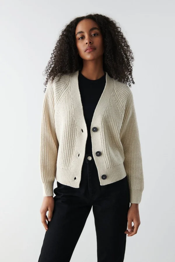 en france Gina Tricot Maja Knitted Cardigan Beige 3