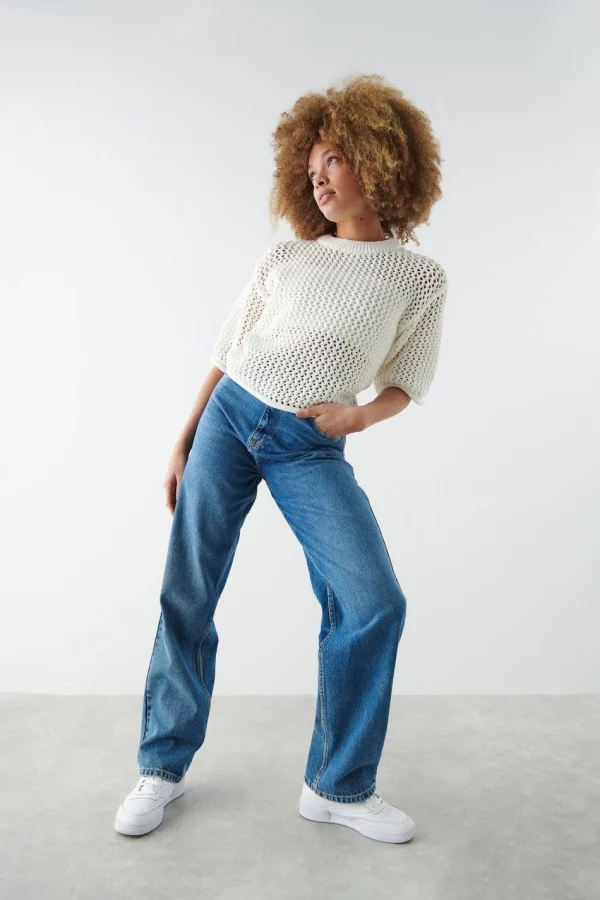 Gina Tricot Liana Knitted Sweater White vente luxe pas cher 3