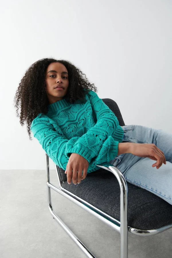 Officielle Gina Tricot Ester Knitted Sweater Baltic 1