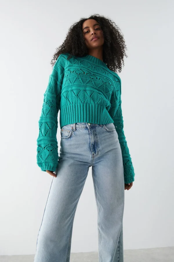 Officielle Gina Tricot Ester Knitted Sweater Baltic 3
