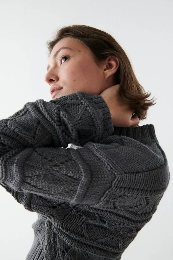 Gina Tricot Ester Knitted Sweater Antracit Nouvelle Collection 1