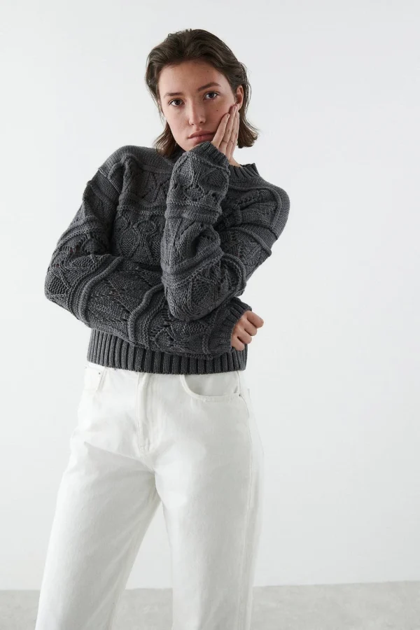 Gina Tricot Ester Knitted Sweater Antracit Nouvelle Collection 3