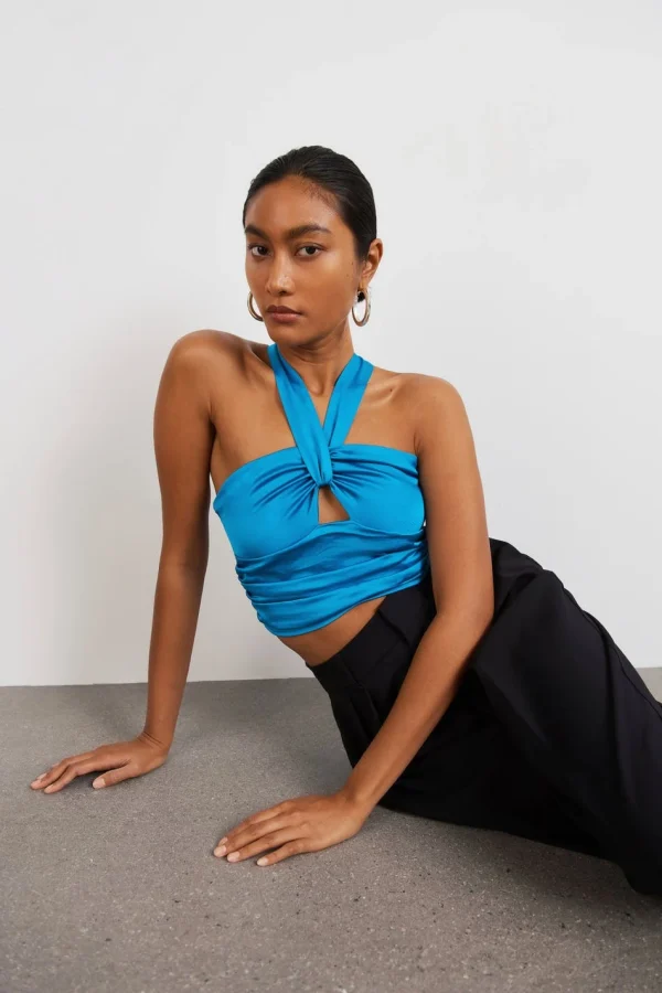 Gina Tricot Ally Satin Top Briliant Blue outlet soldes 1