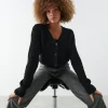 Gina Tricot Pia Knitted Cardigan Black grande qualité 10