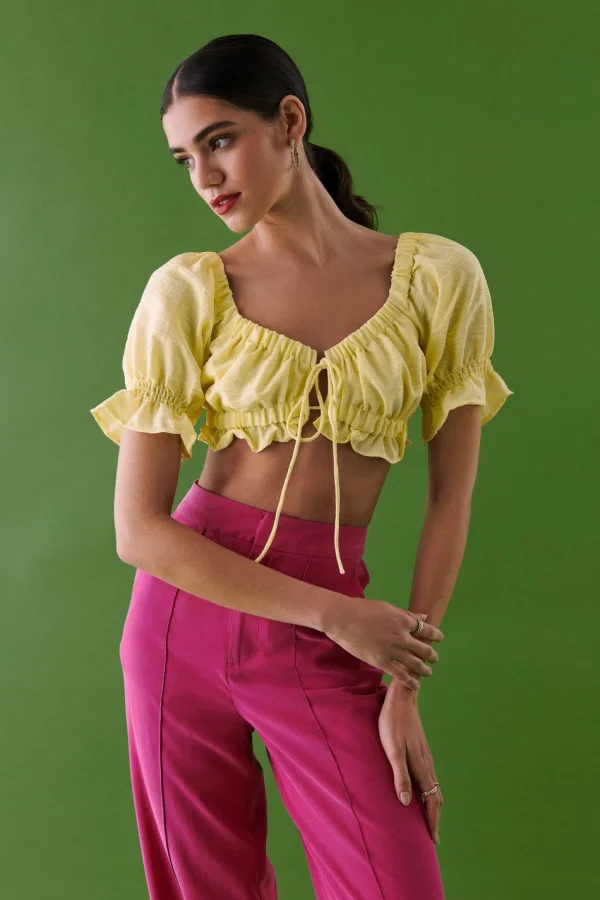 Gina Tricot Minna Top Pastel Yellow Top ventes 1