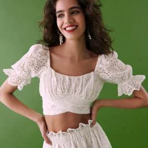 achetez pas cher Gina Tricot Ina Shiffley Top Offwhite 6